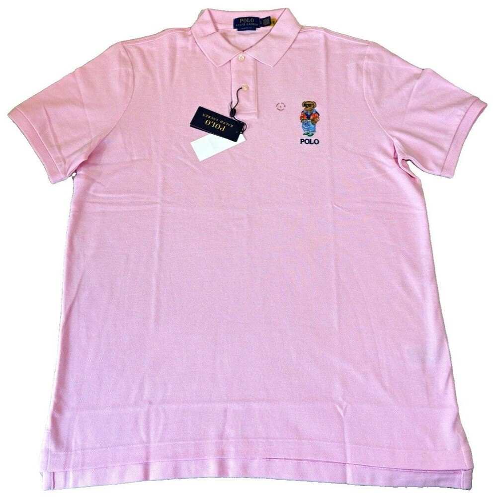 NWT Polo Ralph Lauren Heritage Polo Bear Pink Shirt Size Men’s L Classic Fit
